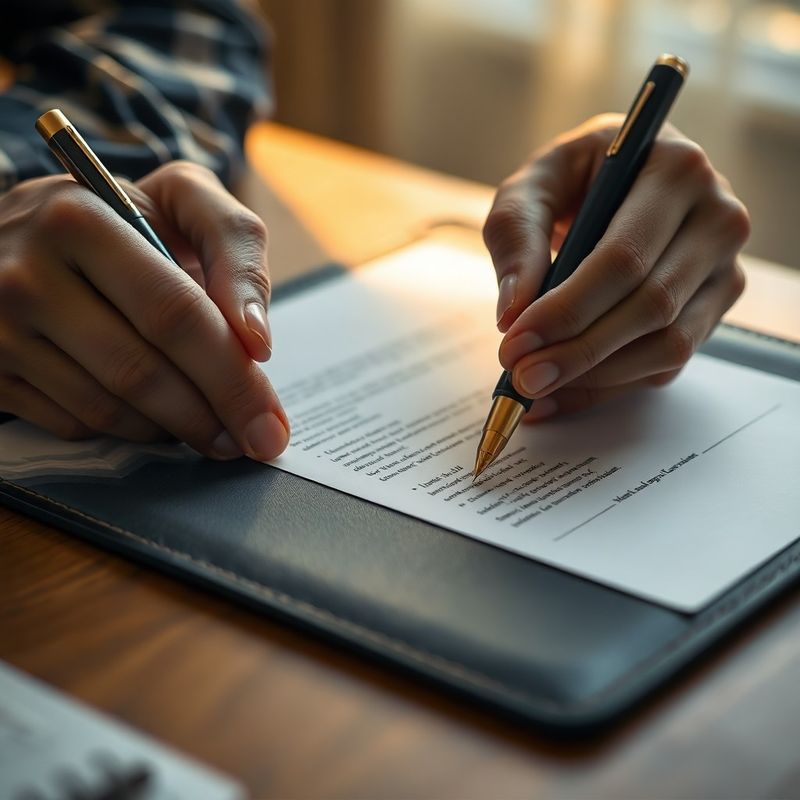 Detaliu macro: mână semnând un document juridic cu stilou cu peniță aurie