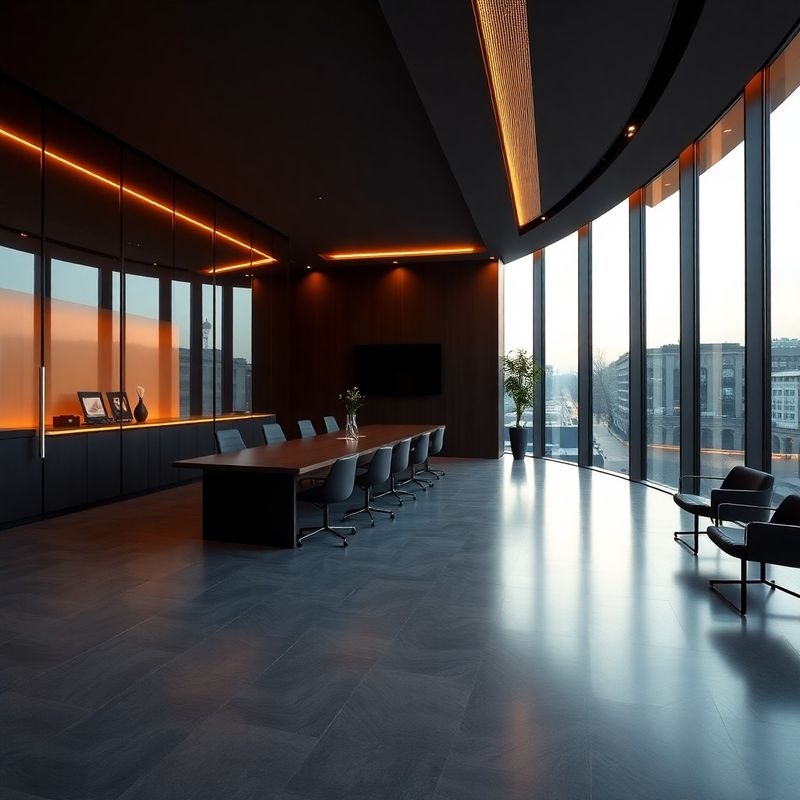 Interior de birou avocațial în tonuri de cărbune și auriu, București